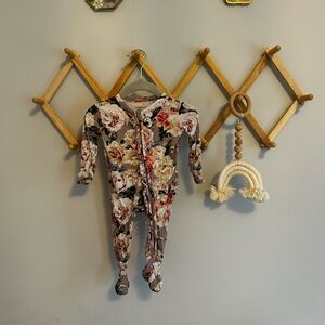 Posh Peanut Floral Footie in Pink and Cream